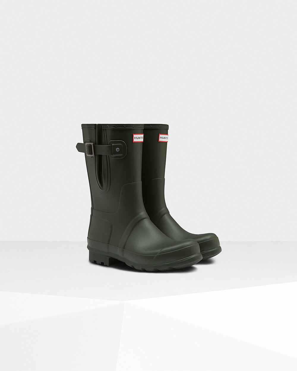 Hunter Original Side Adjustable Short Rain Boots - Online Mens Dark Olive - QZPRWO682